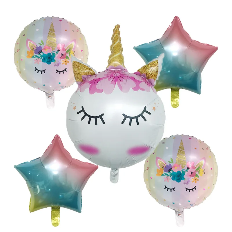 5 шт./лот, радужные градиентные воздушные шары в виде единорога, украшения для дня рождения, Детские вечерние воздушные шары в виде единорога на свадьбу