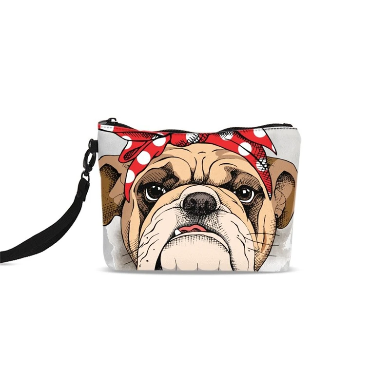 

Cute French Bulldog Canvas Cosmetic Bags Women Neceser Zipper Make Up Case Storage Pouch Wash Toiletry Organizer Clutch