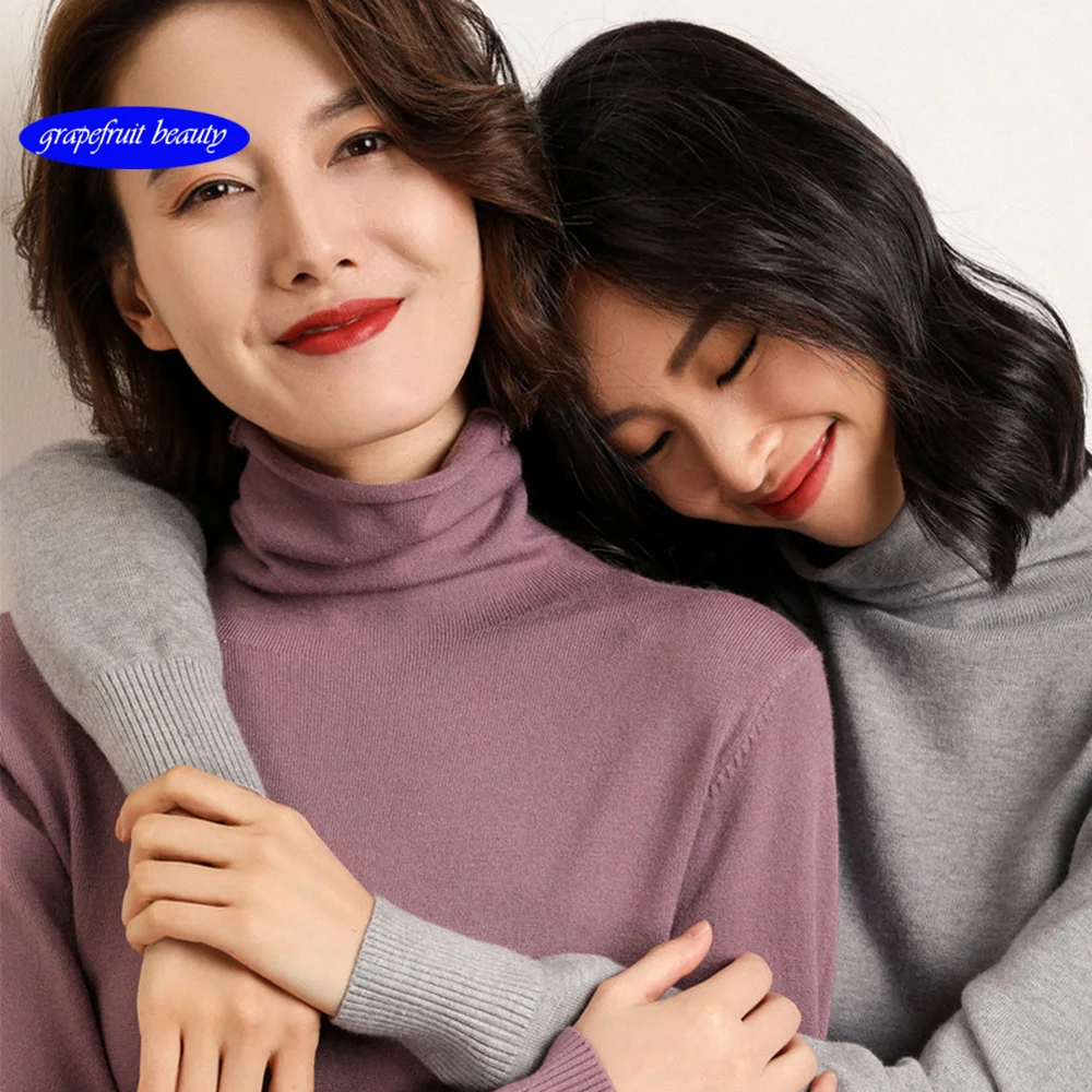 

Sweaters autumn winter new hundred heaps collar women high collar sweater sweater pure color warm repair body shirt