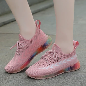 

2020 Summer Women Sneakers Platform Jelly Shoes Lace Up Black Pink White Tennis Trainers Female Dad Shoes