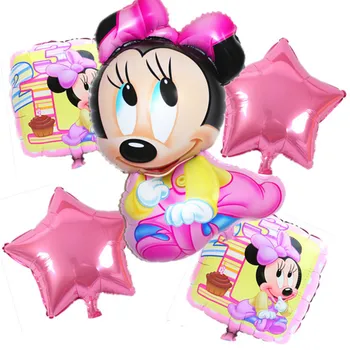 

Minnie Mickey Mouse Birthday Party Decorations Supplies Cartoon Foil Air Balloons New Arrival 5pcs/lot Kids 1 Year Classic Toys
