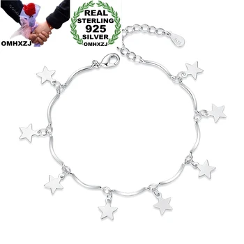 

OMHXZJ Wholesale European Fashion Hot Woman Girl Party Birthday Wedding Gift Star Pendant S925 Sterling Silver Bracelet SZ140