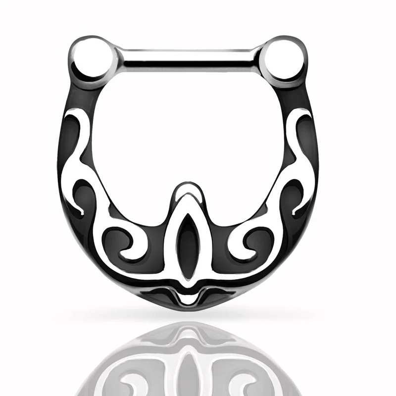 316L Stainless Steel Septum Clicker Strong Black Vine Nose Ring Jewelry Nose Piercing nose