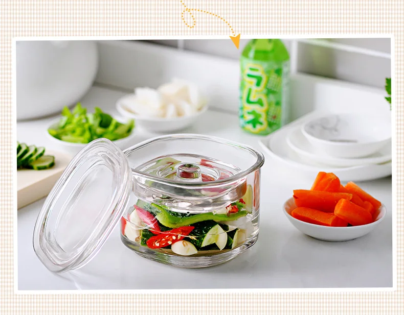 Прозрачная утолщенная стеклянная Kimchi баночка с крышкой кухонные аксессуары маринованные бутылки хранения уплотнения резервуары банки глиняный rediby