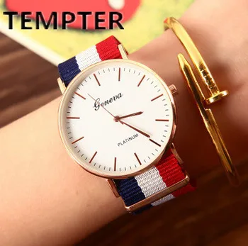 

wholesale 100pcs/lot Watches Men Women Fashion Casual Sport Clock Nylon Ribbon Quartz Wrist Watch Relogio Masculino Feminino