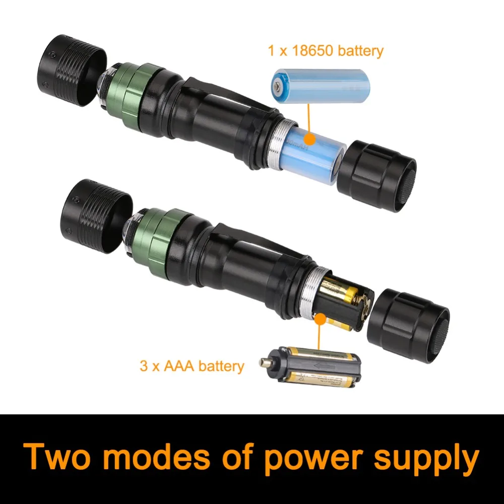 Недорогой портативный светильник-вспышка 800LM Q5, 3 режима, светодиодный светильник-вспышка, фонарь, фонарь, охотничий Точечный светильник, для использования AAA 18650