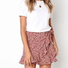 Для женщин Повседневное Винтаж цветочный примет Ретро Высокая талия вечернее, для вечеринки, короткое юбка с принтом