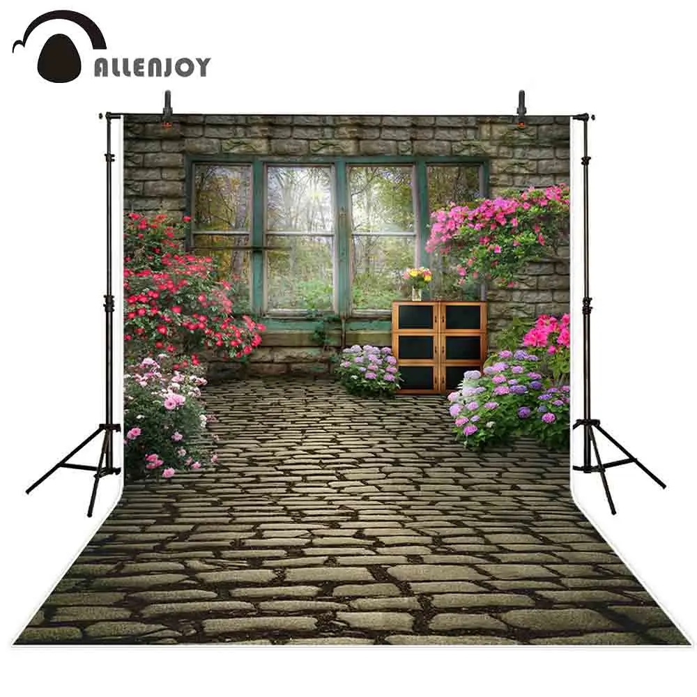 

Allenjoy photography background Spring flower stone room window forest backdrop photo studio shoot prop photophone photocall