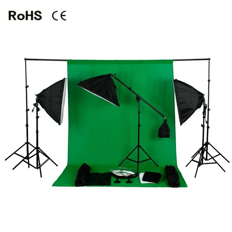 

Photo Studio Backdrop Lighting Kit Set +2.6m*3m Background Support Stand+1.8m*2.8m cotton backdrops+Studio Boom Arm Light Stand