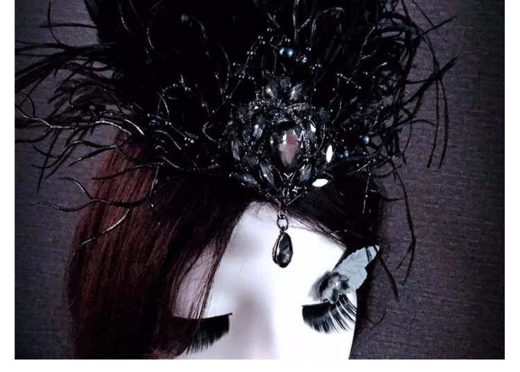 Элегантный женский головной убор для банкета с перьями и деревом, украшение, винтажные свадебные заколки для волос, стразы, аксессуары для волос