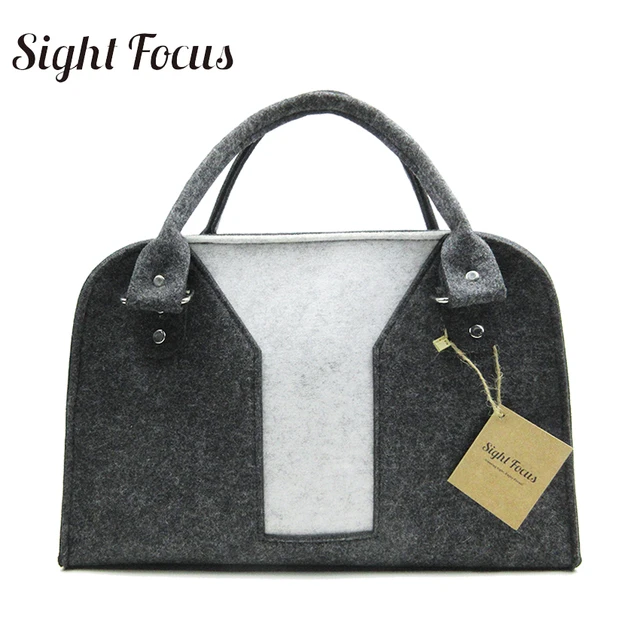 Us 15 68 45 Off Sight Focus Contrast Color Trunk Felt Bags Female Fashion Handbag Las Tote Bag Business Grey Women Geometric Pa In