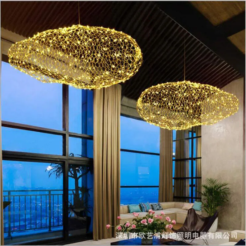 

L Iron net cloud chandelier post modern starry lamp creative bedroom lamp restaurant bar table lamp cafe decoration lamps LED