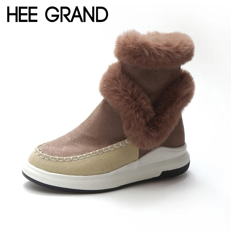 

HEE GRAND Women Warm Ankle Boots Winter Womens Slip-on Anti Slip Faux Fur Ankle Bootie Warm Fur Footwear Shoes Booten XWX6990