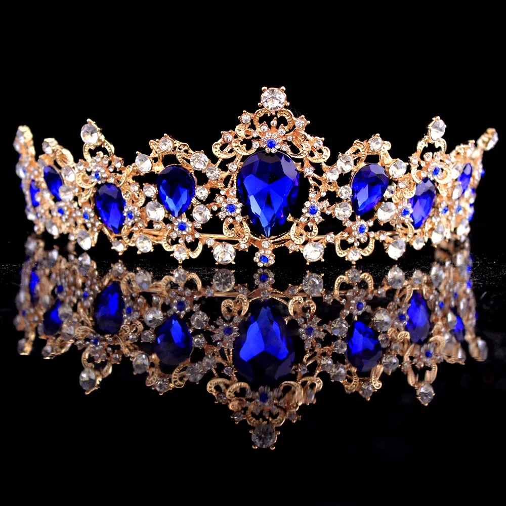 Зеленый кристалл золотые короны невесты Тиара Мода выпускного вечера королева для свадебной вечеринки Корона головной убор Свадебные украшения для волос