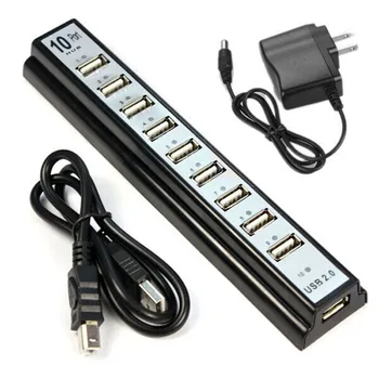 

Dropshipping Reliable 10 Port Hi-Speed USB 2.0 Hub + Power Adapter for PC Laptop Computer