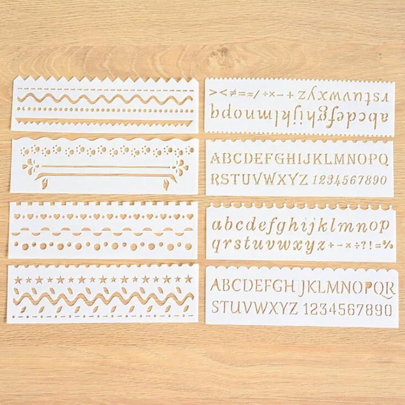 

8pc Child Painting Stencil Letter Openwork DIY Scrapbooking Album Decorative Bullet Journal Number Template Drawing Stencils