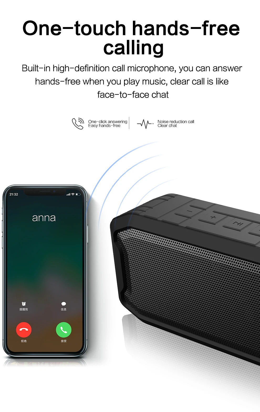 Portable wireless Bluetooth Speaker with FMradio and Stereo 3D Bass Sound Water&Dust&Fall Proof Handfree 1200mah Built-in Power