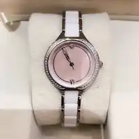 29mm Ceramic and stainless steel watch lady cubic Zirconia Quartz Wristwatch mother of pearl Dial watch for women