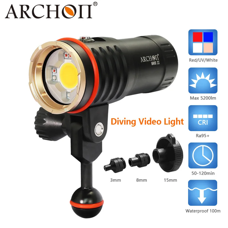 Водонепроницаемый светильник ARCHON для дайвинга 100 лм м|diving torch|video flashlightdive video |