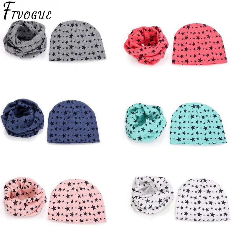 

2018 Children Cap Set Cartoon Head Cover Autumn Winter Warm Neck Collar Kids Beanies Sets Cotton Children Hat Scarf