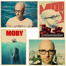 Moby vintage retro rock banda música guitarra fosco papel kraft antigo poster adesivo de parede casa decora