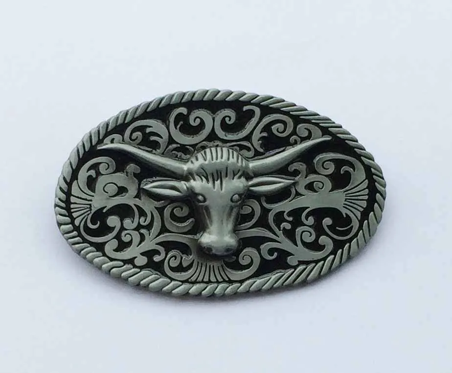 

Western Cowboy Bull Head Floral Flower Belt Buckle SW-BY628 suitable for 4cm wideth belt with continous stock