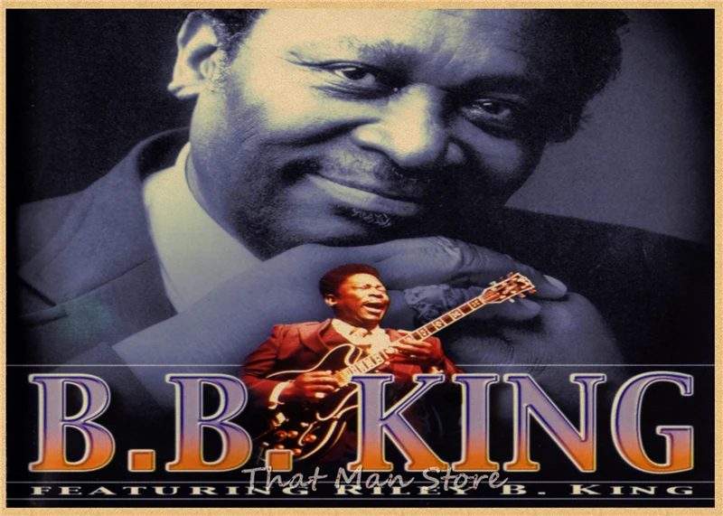 ВИНТАЖНЫЙ ПЛАКАТ Б. Б. Кинг крафт ретро ностальгия рок Старый плакат гитарист Брюс блюз ретро плакат 30x21 см
