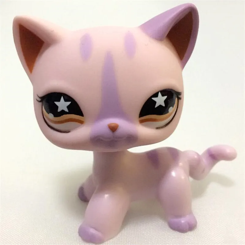 Pet shop Purple Striped Cat Loose Kitty Toys Child Cute Figure toys