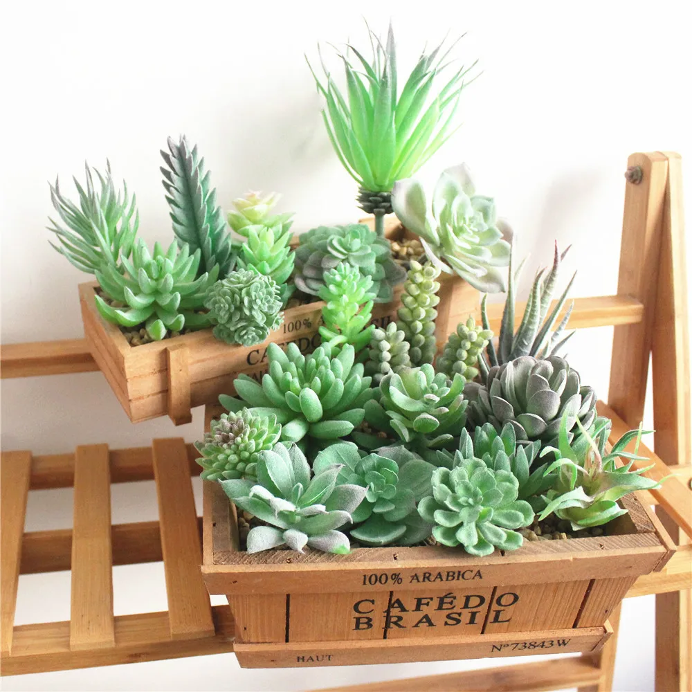 

Artificial Succulent Party Decorative Fake Plants Faux Succulent Landscape Lotus Flower Arrangement for Home Garden Decoration