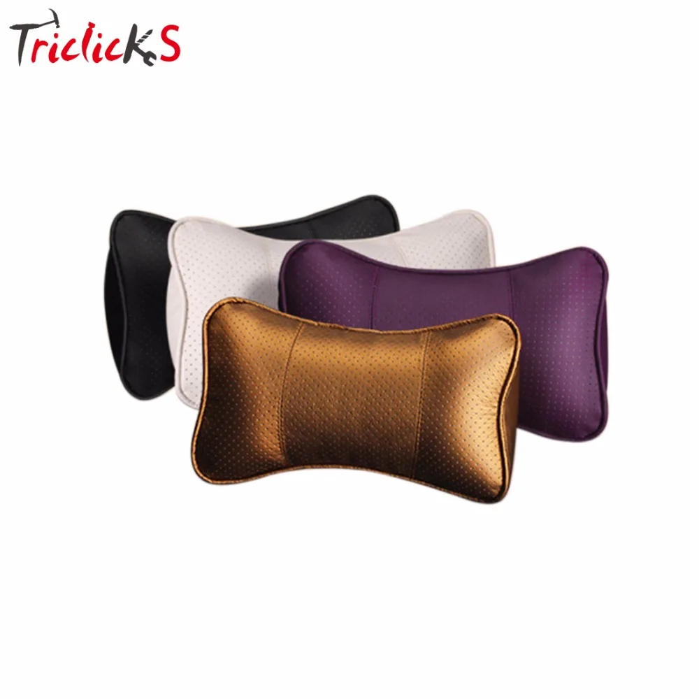 

Triclicks Car Leather Neck Headrest Super Soft Memory Foam Auto Seat Cover Head Neck Rest Cushion Hole-digging Car Seat Pillow