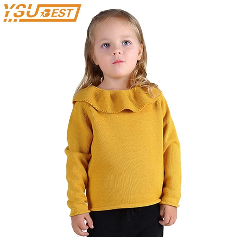 2017 Toddlers Baby Girls Lotus Leaf Collar Sweater Brand Cotton Cute