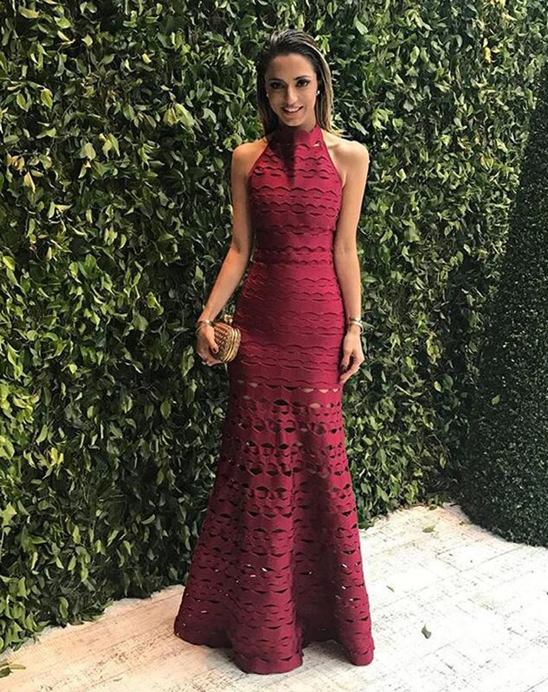 Vestido de fiesta de cóctel de rayón largo, vestido de alta calidad, tejido rojo - AliExpress