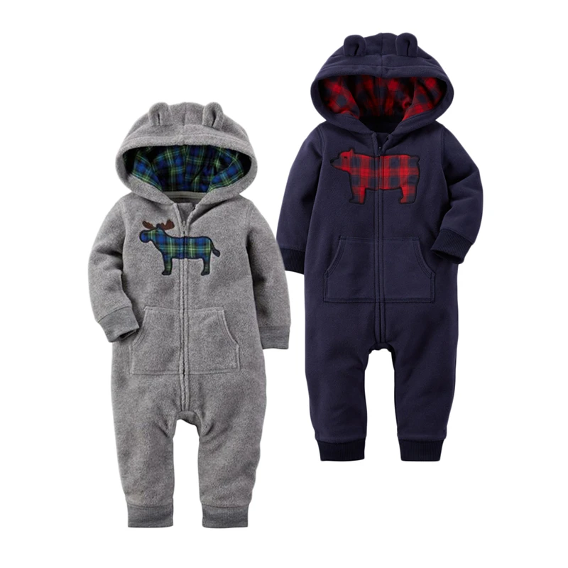Otoño e Invierno bebé recién nacido ropa de bebé polar mono niños mameluco con capucha oso azul gris bebé Bebe Menino Macacao Otoño e Invierno bebé recién nacido ropa de bebé polar mono niños mameluco con capucha oso azul gris bebé Bebe Menino Macacao