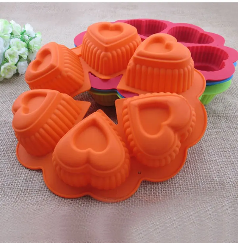 

DIY Cake Molds 6 love Heart Shape Silicone Soap Mould Silicone Cake Molds 3D Muffin Sweet Candy Tray Baking Pastry Tools