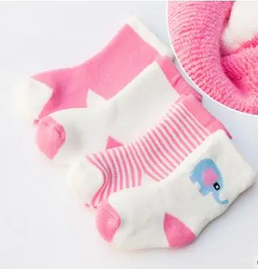 Теплые носки на осень и зиму из 100% вытяжного ворса хлопковые носки для малышей высокие носки для детей носочки с рисунком для детей до 3 лет