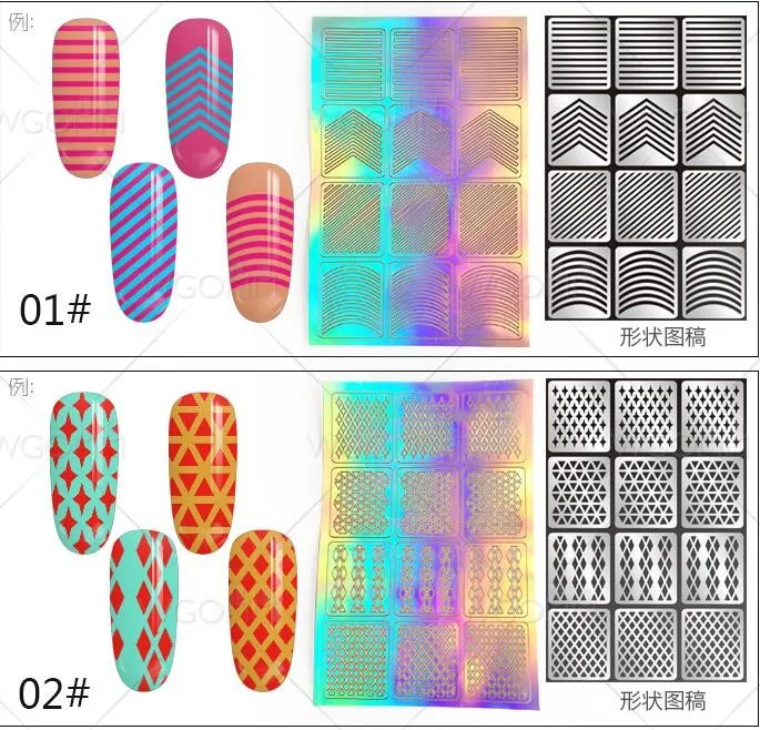 12 советы/лист DIY Мода женщин винил для ногтей Дизайн ногтей Маникюр наклейки-трафарет штамп шаблон наклейки инструмент хороший