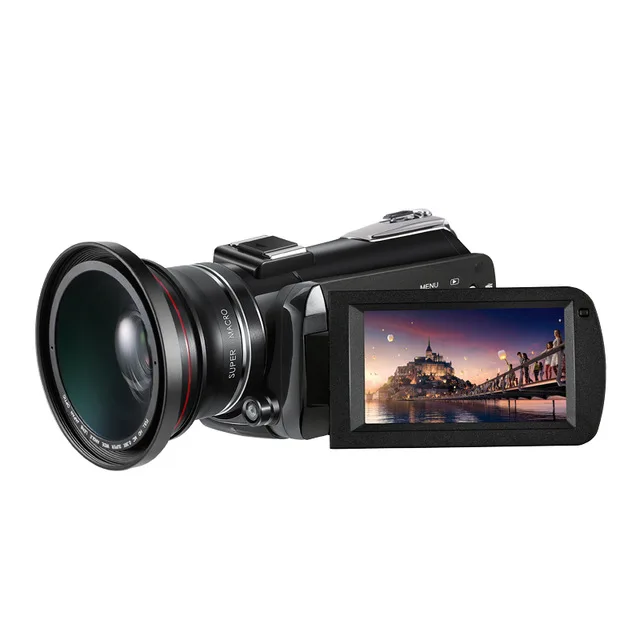 AC3 Цифровая видеокамера 4K UHD 24MP видеокамера 3," ЖК-дисплей с 1 шт. батареями+ дополнительный объектив 0.39X+ микрофон+ бленда объектива - Цвет: standard1