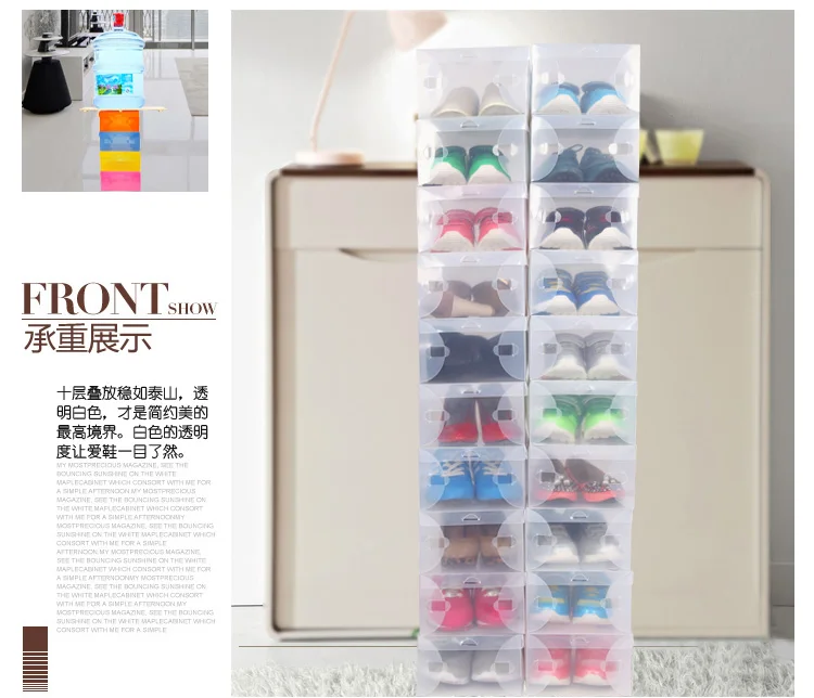 

High Quality 10pcs/lot Foldable Plastic Shoe Boxes Easy DIY