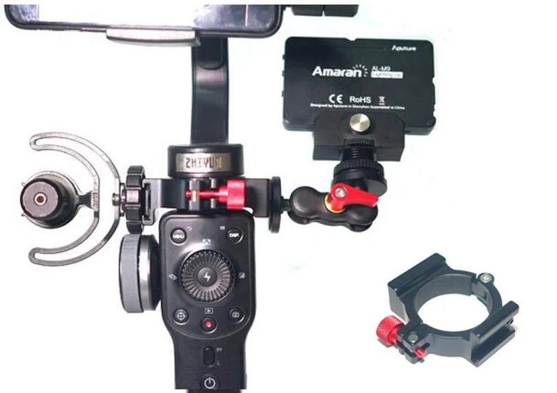 

New 4-Ring Hot Shoe Adapter Ring Microphone Mount for Zhiyun Smooth 4 Handle Gimbal Applied to Rode Microphone LED Video Light