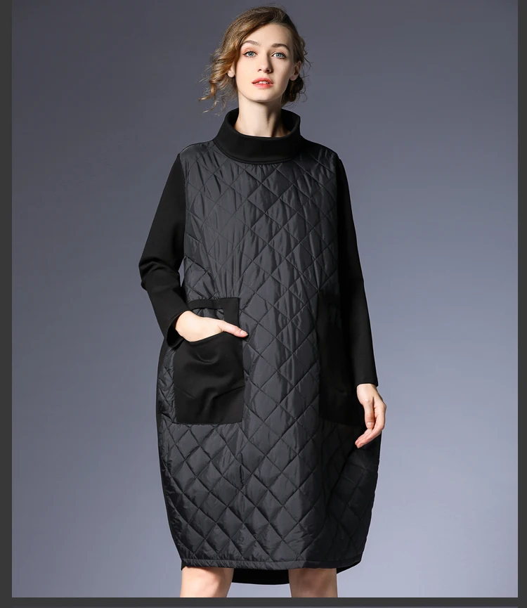 Larga Espesar De rojo Manga Nuevo Invierno Envío Negro Patchwork Estilo Bud En Stock Retro Vestido Cuello Gratis tP81qHAz