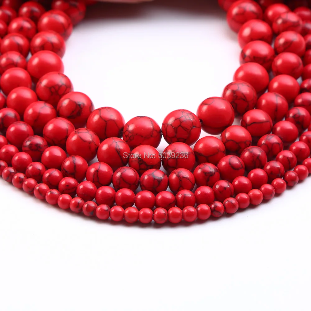 

Wholesale Red Turquoises Natural Stone Loose Spacer Beads for Jewelry Making Necklace Bracelet DIY 4 6 8 10 12mm