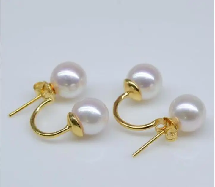 

2016 New pattern AAA 10-11mm south sea white Double Pearl earrings