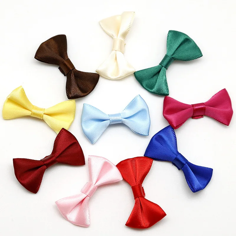 

11 Colors 4x2.5cm 25pcs/lot Handmade DIY Satin Ribbon Gift Package Bow Wedding Scrapbooking Embellishment Crafts Accessory