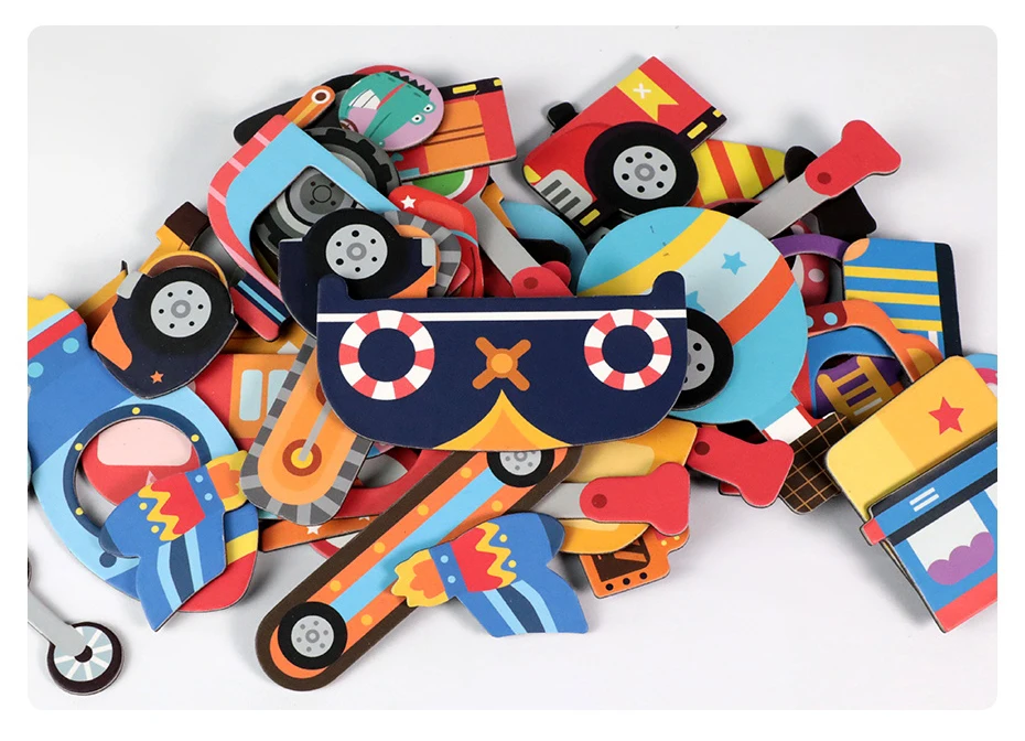 Magnetic Cartoon Puzzle 3D Traffic Matching Jigsaw Games Toy Early Learning Traffic Puzzles Educational Toys for Child Kids Gift_18
