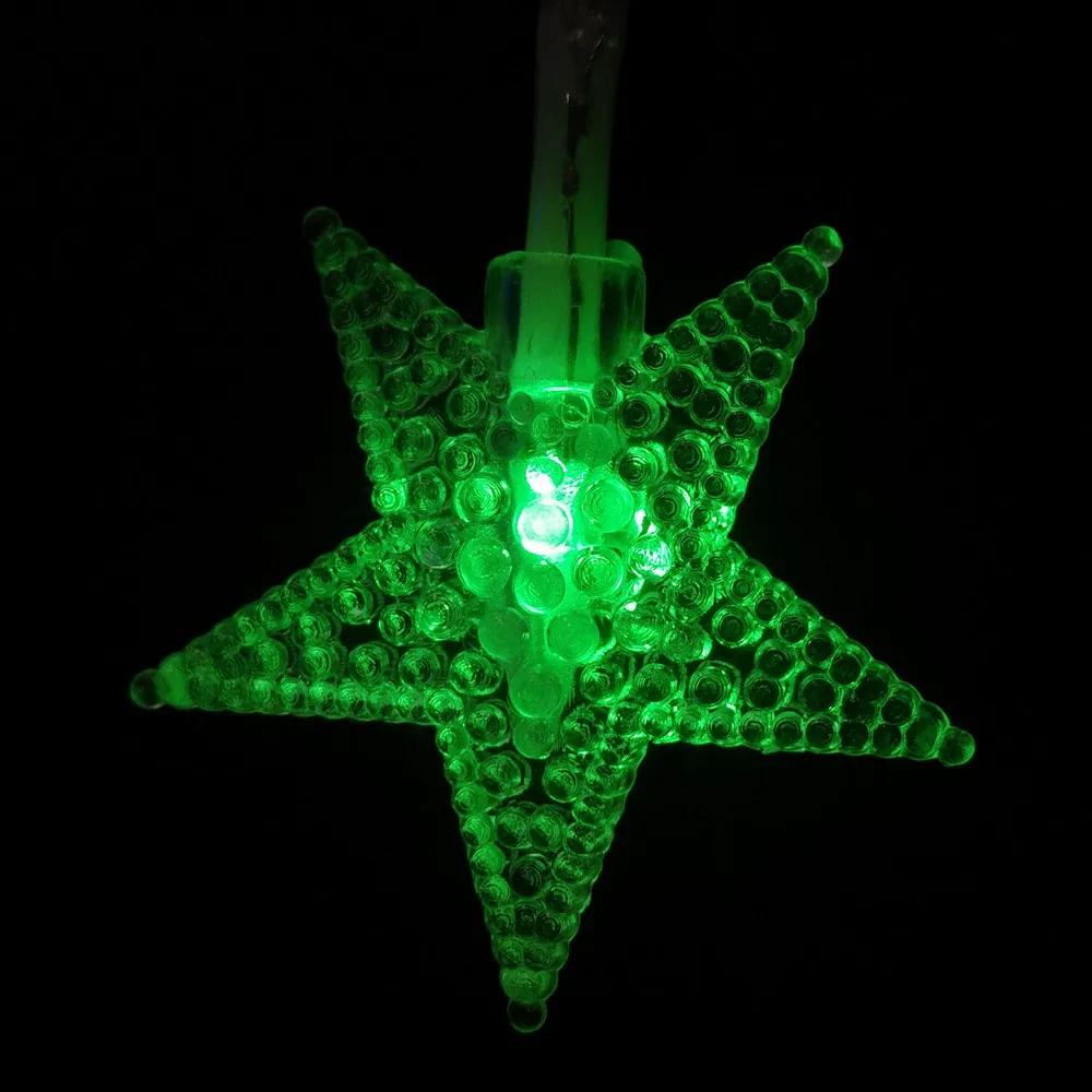 Christmas star lights LED Party Fairy Lights Five-pointed Star LED string lights for Wedding Xmas Party Outdoor Indoor use - green