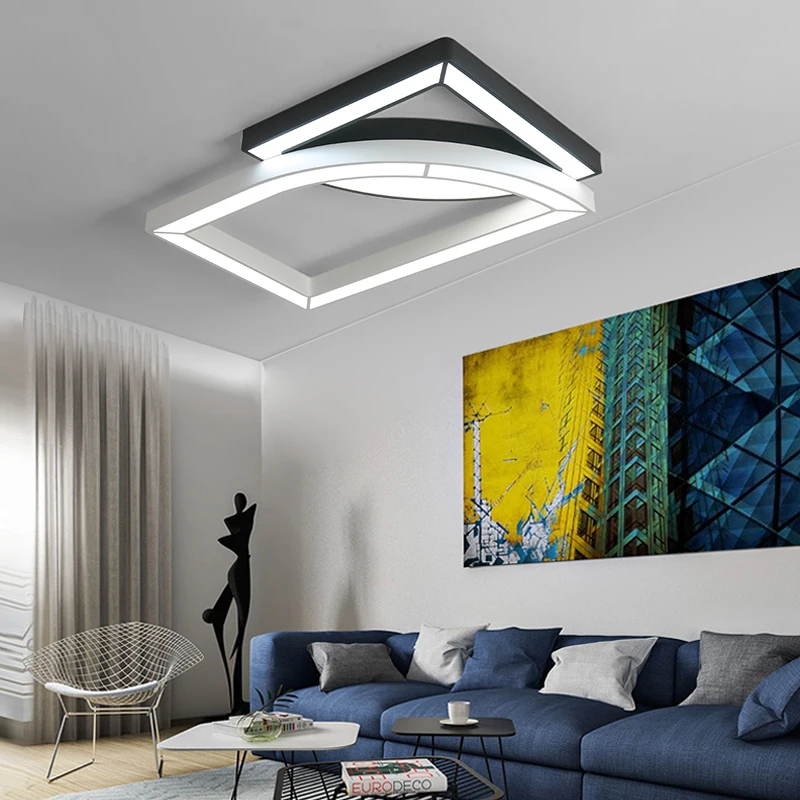 

Square/Round Modern LED Ceiling Lights for the living room Bedroom Ceiling Lamp White and Black lamp body luminaria de teto