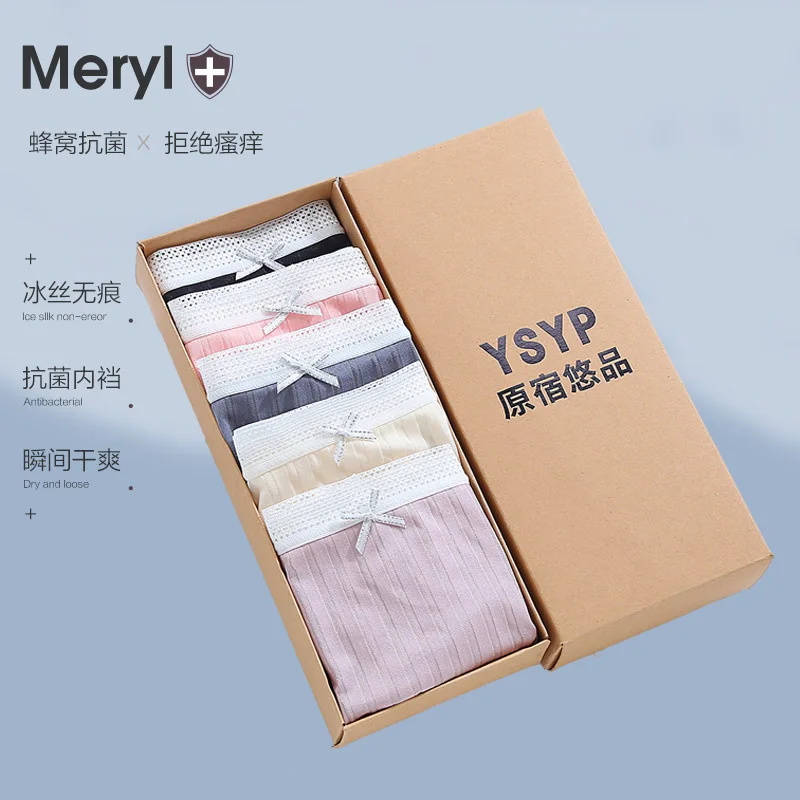 

Explosion models honeycomb antibacterial ice silk no trace ladies underwear lace side ladies briefs breathable stereotypes hip