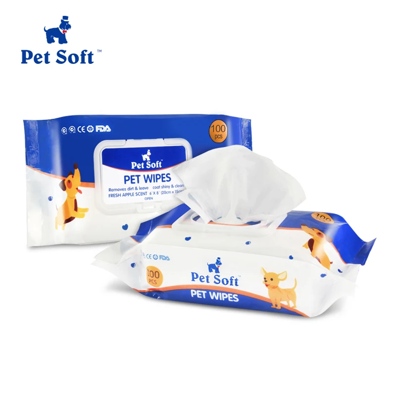 Pet Soft Grooming Wet Wipes Deodorizing Wipes for Dogs & Cats Lemon