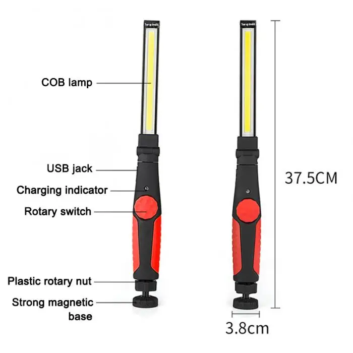 USB Перезаряжаемый COB рабочий светильник, магнитная Регулируемая яркость, контрольная лампа M8617