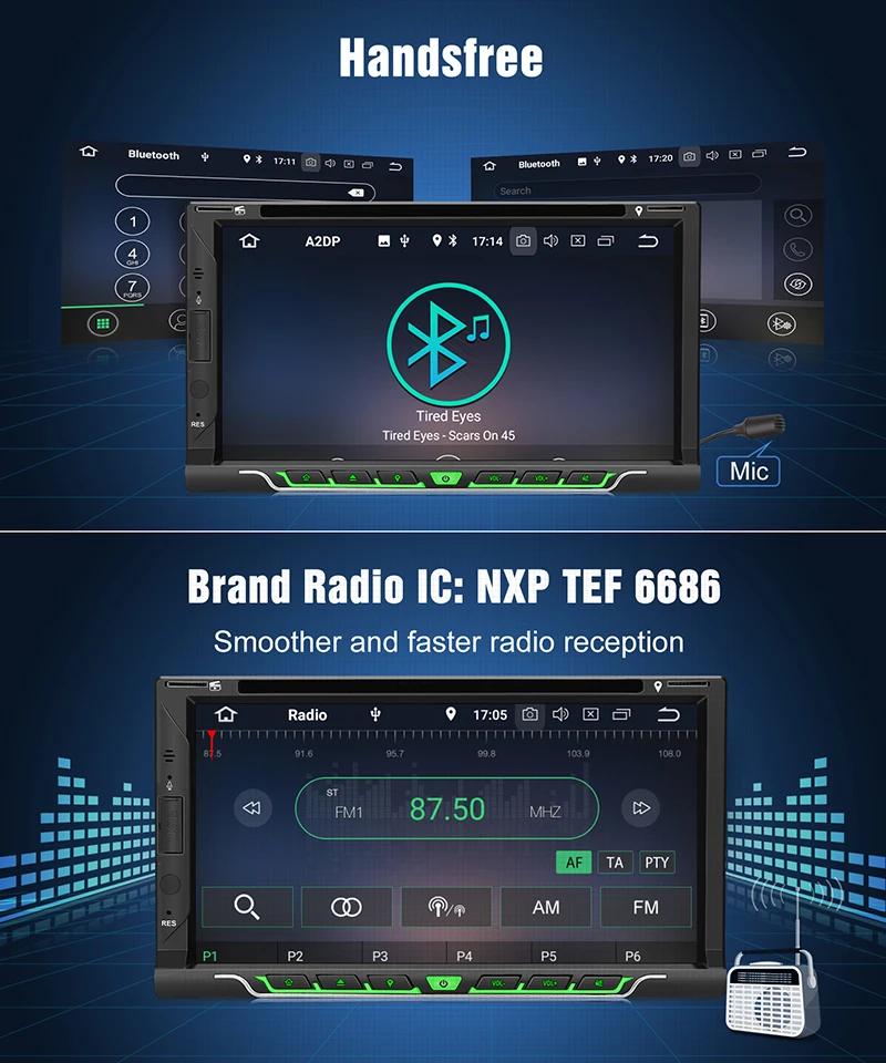 Best Pumpkin 2 Din 7"Android 8.1 Universal Car DVD Player GPS Navigation Quad-core Car Stereo Fastboot FM Rds Radio DAB+OBD2 Headunit 3